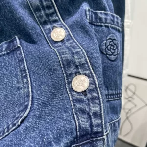Luxury Womens Clothing Chanel 2021 Denim Blue Camellia Jacket SML A29PP780 AA160806