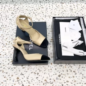 Chanel Beige Leather Slingback Pump 85MM 