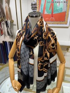 Luxury Womens Scarf Gucci GG Jacquard Silk Scarf in Black 110x200CM A151PP260 AA162963