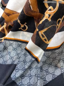 Luxury Womens Scarf Gucci GG Jacquard Silk Scarf in Black 110x200CM A151PP260 AA162963