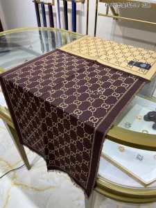 Luxury Womens Scarf Gucci GG Jacquard Silk Scarf in Brown 50x195CM A151PP200 AA162932
