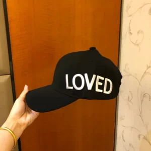 Gucci Loved Embroidery Black Cotton Baseball Hat 