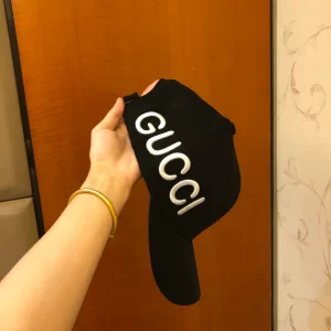 Luxury Womens Hats Gucci Loved Embroidery Black Cotton Baseball Hat A190PP90 AA163917