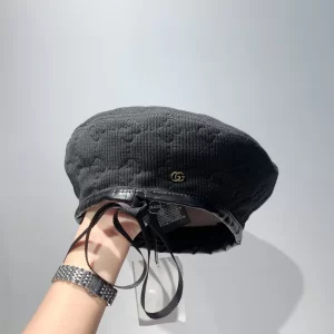 Gucci GG Fabric Beret Hat Black 