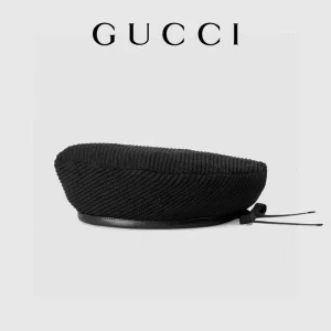 Luxury Womens Hats Gucci GG Fabric Beret Hat in Black A190PP90 AA164467