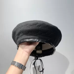 Luxury Womens Hats Gucci GG Fabric Beret Hat in Black A190PP90 AA164467