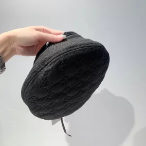 Luxury Womens Hats Gucci GG Fabric Beret Hat in Black A190PP90 AA164467