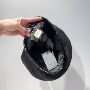 Luxury Womens Hats Gucci GG Fabric Beret Hat in Black A190PP90 AA164467