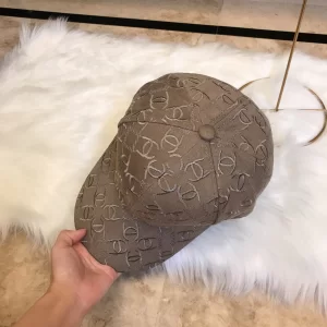 Luxury Womens Hats Chanel Allover CC Logo Gray Cotton Baseball Hat A190PP95 AA164964