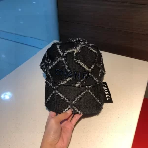 Luxury Womens Hats Chanel Black Quilted Canvas Baseball Hat in A190PP90 AA165420