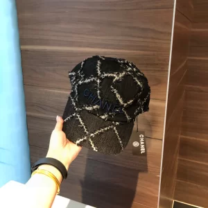 Luxury Womens Hats Chanel Black Quilted Canvas Baseball Hat in A190PP90 AA165420