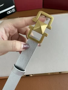 Luxury Womens Belts Ferragamo Gancini Leather Belt in Silver 25MM A175PP240 AA166237