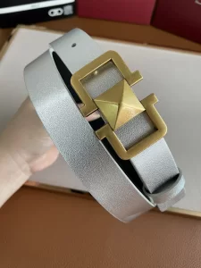 Luxury Womens Belts Ferragamo Gancini Leather Belt in Silver 25MM A175PP240 AA166237