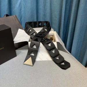 Bottega Veneta Triangle Leather Belt Black 50MM 