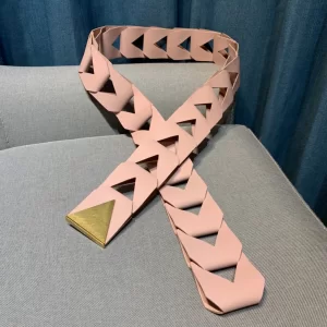 Bottega Veneta Triangle Leather Belt Pink 50MM 