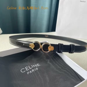 Celine Horsebit Leather Belt Black 18MM 