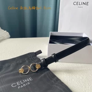 Luxury Womens Belts Celine Horsebit Leather Belt in Black 18MM A175PP240 AA166847