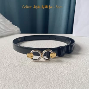 Luxury Womens Belts Celine Horsebit Leather Belt in Black 18MM A175PP240 AA166847
