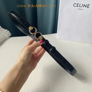Luxury Womens Belts Celine Horsebit Leather Belt in Black 18MM A175PP240 AA166847