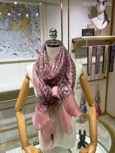 Fendi FF Logo Silk Cashreme Scarf Pink