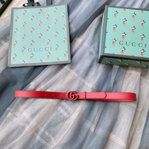 Luxury Womens Belts Gucci GG Marmont Think Leather Belt in Red 20MM A191PP240 AA168199