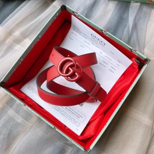 Luxury Womens Belts Gucci GG Marmont Think Leather Belt in Red 20MM A191PP240 AA168199