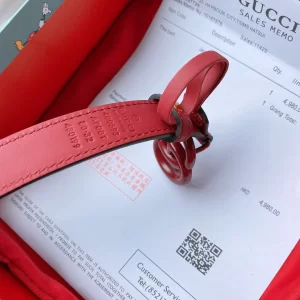 Luxury Womens Belts Gucci GG Marmont Think Leather Belt in Red 20MM A191PP240 AA168199