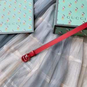 Luxury Womens Belts Gucci GG Marmont Think Leather Belt in Red 20MM A191PP240 AA168199