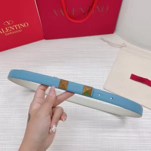 Valentino Roman Stud Leather Belt Blue 20MM 