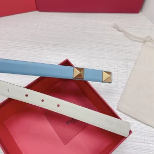 Luxury Womens Belts Valentino Roman Stud Leather Belt in Blue 20MM A191PP240 AA168214