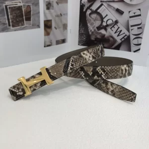 Hermes H Buckle Python Leather Belt 24MM 