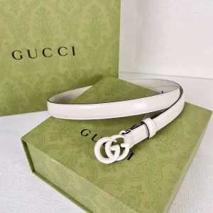 Luxury Womens Belts Gucci GG Marmont Leather Belt in White 20MM A175PP240 AA169007