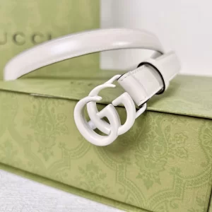 Luxury Womens Belts Gucci GG Marmont Leather Belt in White 20MM A175PP240 AA169007
