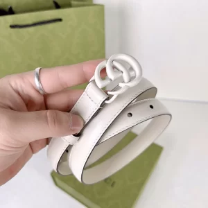 Luxury Womens Belts Gucci GG Marmont Leather Belt in White 20MM A175PP240 AA169007
