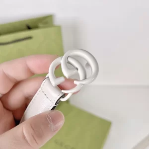 Luxury Womens Belts Gucci GG Marmont Leather Belt in White 20MM A175PP240 AA169007