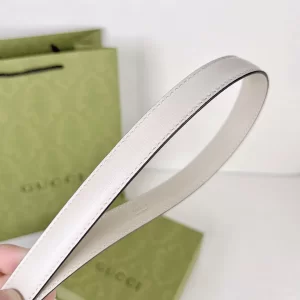 Luxury Womens Belts Gucci GG Marmont Leather Belt in White 20MM A175PP240 AA169007