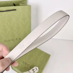 Luxury Womens Belts Gucci GG Marmont Leather Belt in White 20MM A175PP240 AA169007