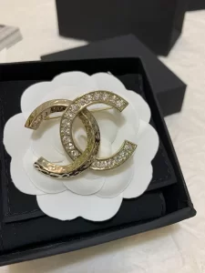Chanel Brooch Chanel Gold Crystals CC Brooch 