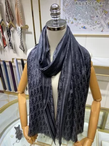 Dior Oblique Silk Cashmere Scarf Black