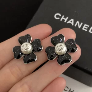 Chanel Earrings Chanel Black Flower Earrings 
