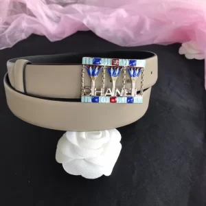 Chanel 2022 Leather Belt Gray 30MM 