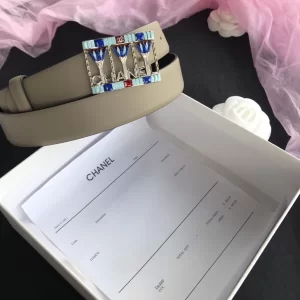 Luxury Womens Belts Chanel 2022 Leather Belt in Gray 30MM A191PP240 AA173546