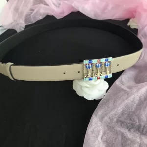 Luxury Womens Belts Chanel 2022 Leather Belt in Gray 30MM A191PP240 AA173546