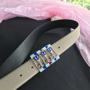 Luxury Womens Belts Chanel 2022 Leather Belt in Gray 30MM A191PP240 AA173546