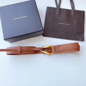 Luxury Womens Belts Bottega Veneta Tan Leather Belt 40MM A175PP240 AA174029