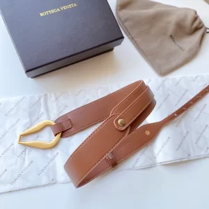 Luxury Womens Belts Bottega Veneta Tan Leather Belt 40MM A175PP240 AA174029
