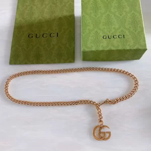 Gucci GG Marmont Chain Belt Rose Gold Metal 