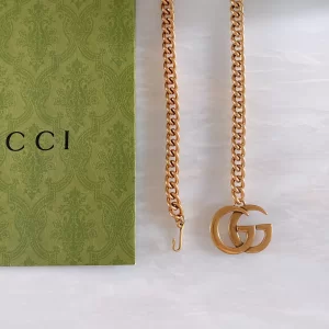 Luxury Womens Belts Gucci GG Marmont Chain Belt in Rose Gold Metal A175PP240 AA174026