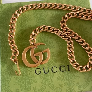Luxury Womens Belts Gucci GG Marmont Chain Belt in Rose Gold Metal A175PP240 AA174026