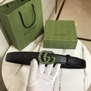 Gucci Double G Buckle Leather Belt Black 30MM 